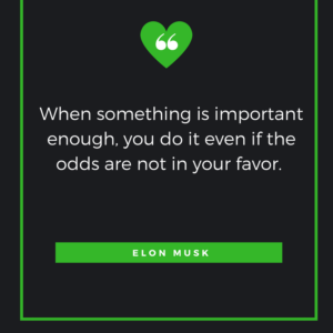When something is important enough, you do it even if the odds are not in your favor. Elon Musk