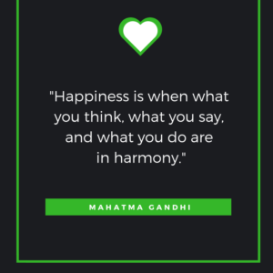 Happiness is when what you think, what you say, and what you do are in harmony. Mahatma Gandhi