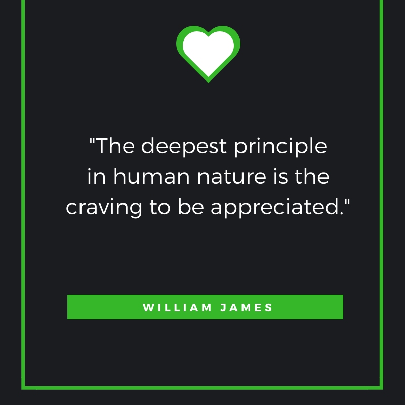 “The deepest principle in human nature is the craving to be appreciated.” – William James