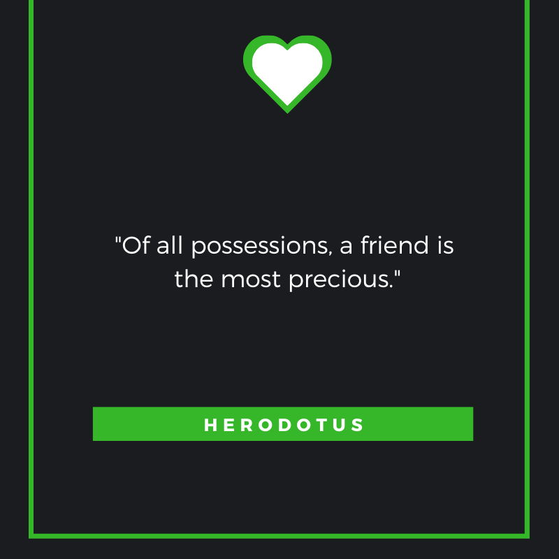 Of all possessions a friend is the most precious. Herodotus